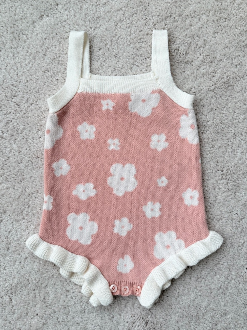 SNUG Pink Floral Knit One-Piece Bodysuit